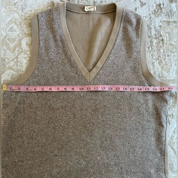 Vintage 70s Brown Knit Sweater Vest L-XL Flecked V-Neck Grandpa Core - Picture 8 of 11